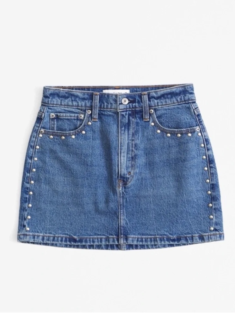 Studded Denim Mini Skirt - Blue